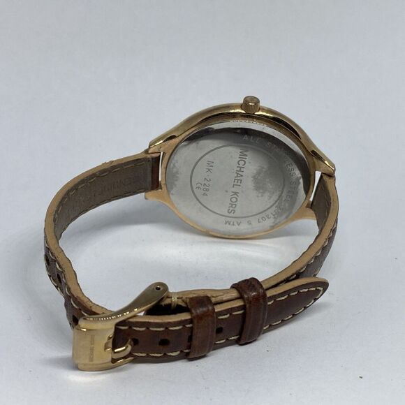 Michael Kors Runway MK2284 Women's Brown Leather Analog Dial Quartz Watch UC882 - Picture 10 of 12
